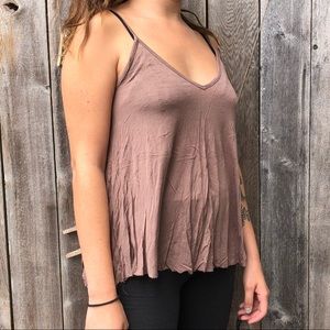 Brown loose fitting tank top